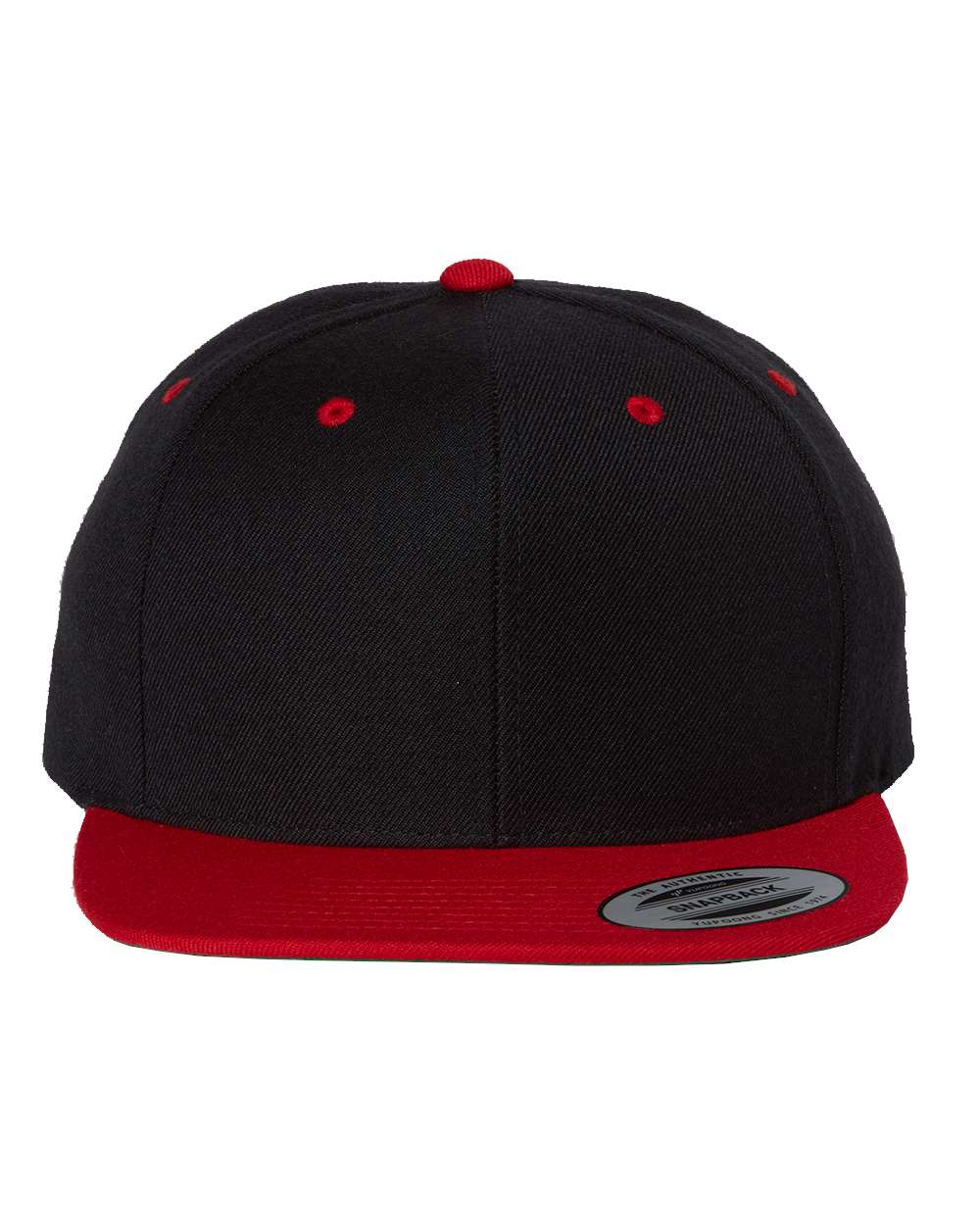 YP Classics - Premium Flat Bill Snapback Cap - Black/ Red