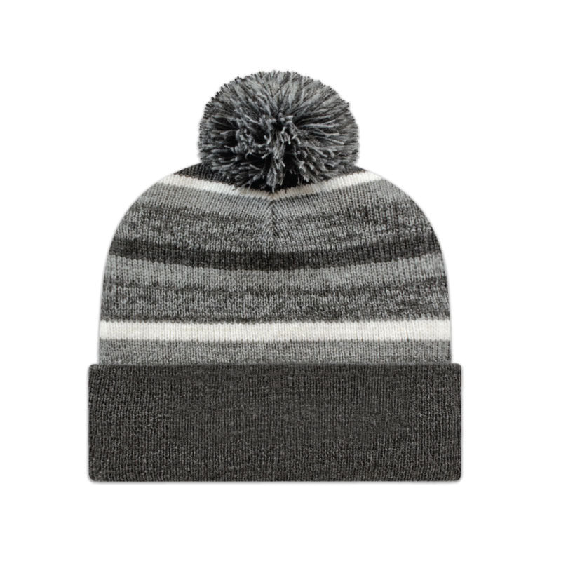Cap America - Fleece Lined Knit with Cuff - Dark Heather/Heather/ White