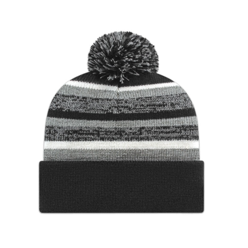 Cap America - Fleece Lined Knit with Cuff - Black/Heather/White