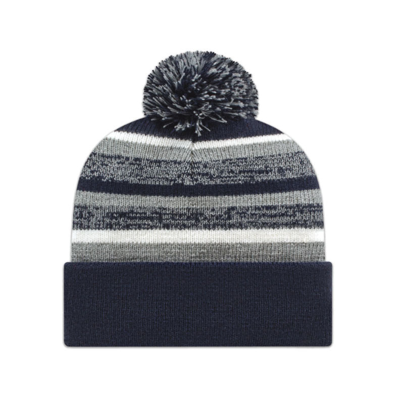 Cap America - Fleece Lined Knit with Cuff - Navy/Heather/White