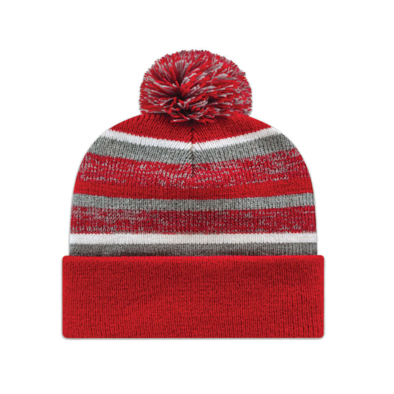 Cap America - Fleece Lined Knit with Cuff - Red/Heather/White