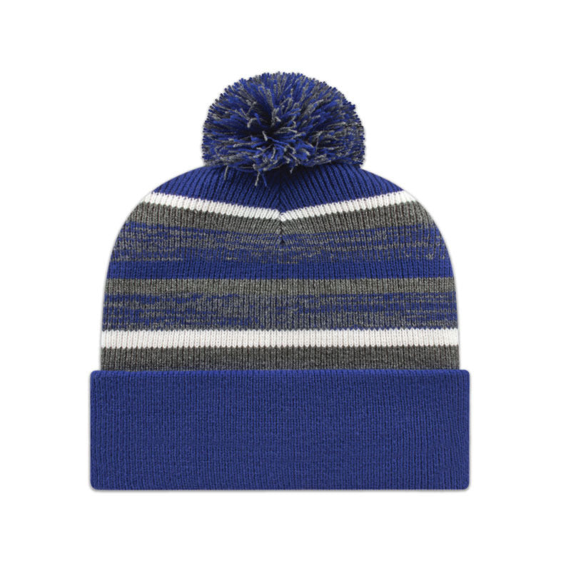 Cap America - Fleece Lined Knit with Cuff - Royal/Dark Heather/White