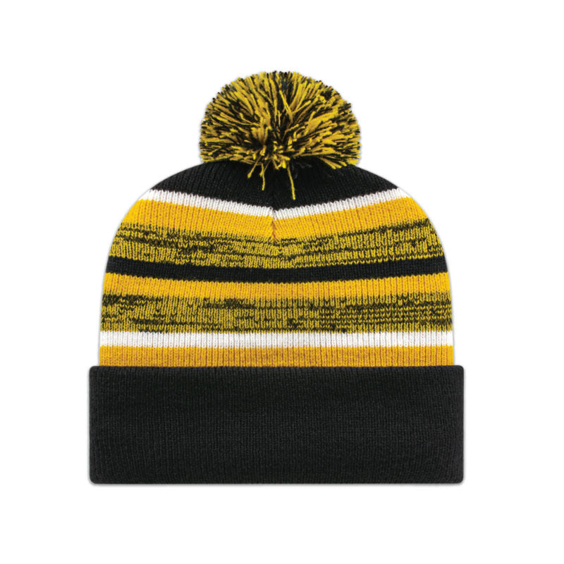 Cap America - Fleece Lined Knit with Cuff - Black/Gold/White