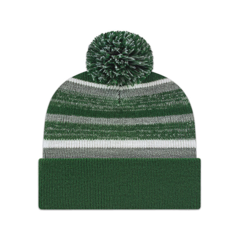 Cap America - Fleece Lined Knit with Cuff - Hunter/Heather/White