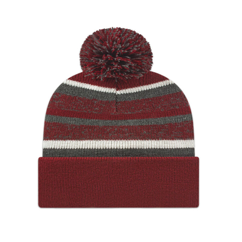 Cap America - Fleece Lined Knit with Cuff - Cardinal/Dark Heather/White