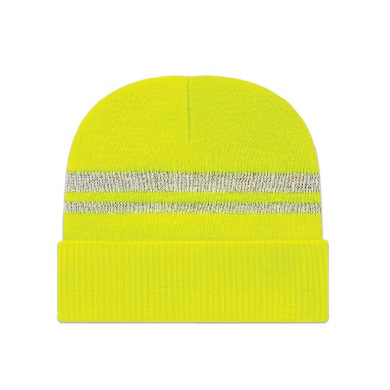Cap America - Reflective Knit Cap with Cuff - Hi-Vis Yellow