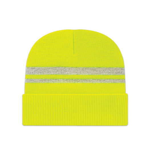 Cap America - Reflective Knit Cap with Cuff - Hi-Vis Yellow