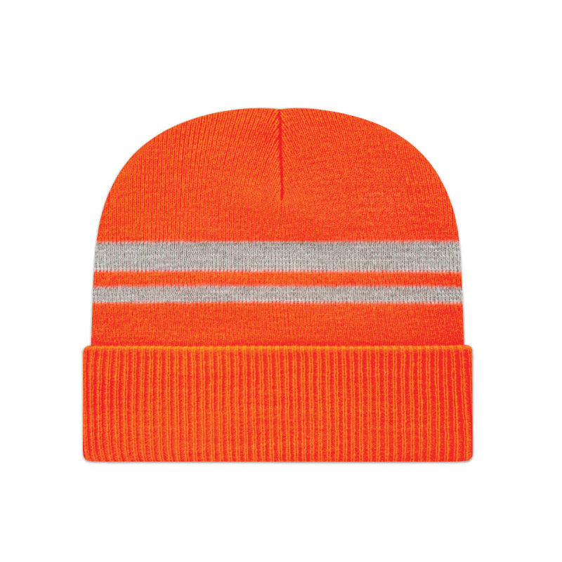 Cap America - Reflective Knit Cap with Cuff - Hi-Vis Orange