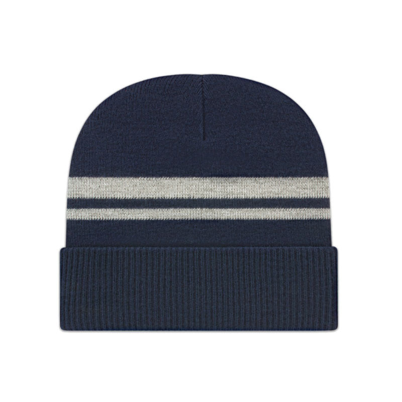 Cap America - Reflective Knit Cap with Cuff - Navy