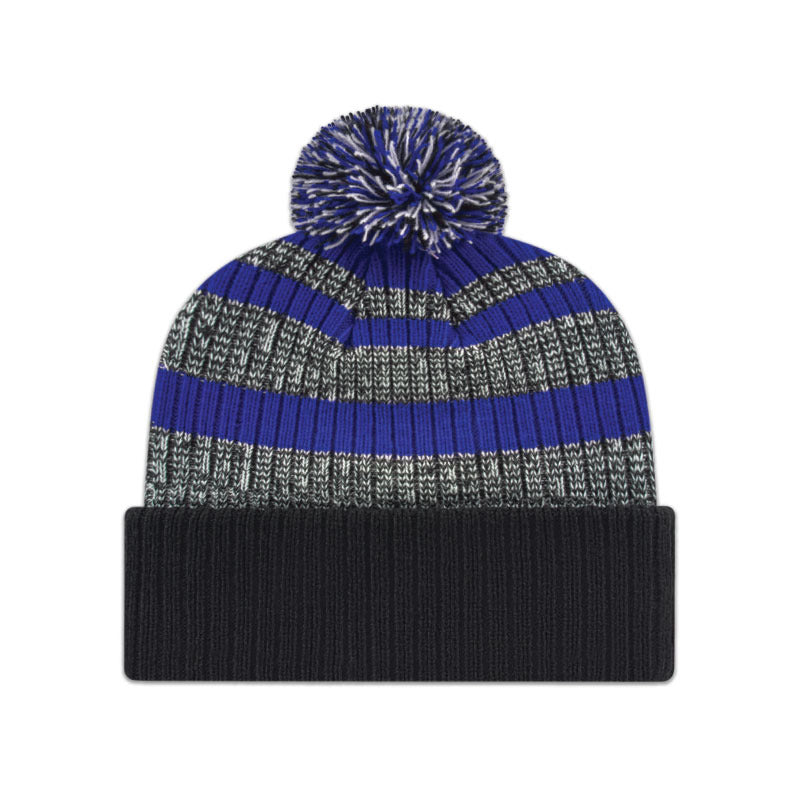 Cap America - Heavy Ribbed Knit Cap with Cuff - Royal/White/Black