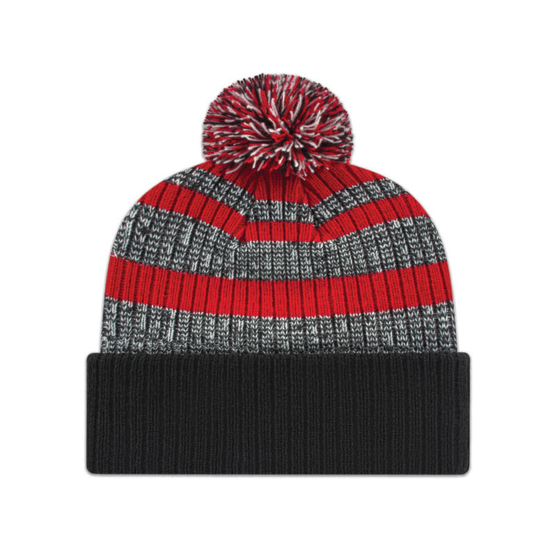 Cap America - Heavy Ribbed Knit Cap with Cuff - Red/White/Black