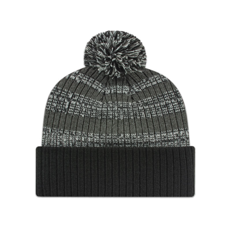 Cap America - Heavy Ribbed Knit Cap with Cuff - Dark Heather/White/Black