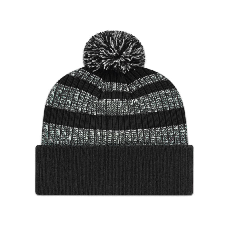 Cap America - Heavy Ribbed Knit Cap with Cuff - Black/White
