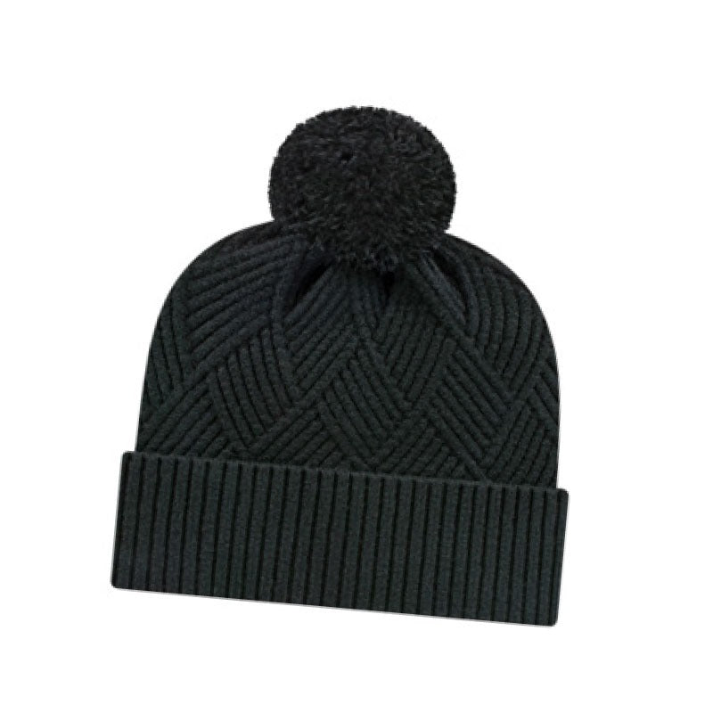 Cap America - Premium Diagonal Weave Knit Cap with Cuff - Black