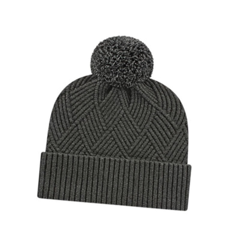 Cap America - Premium Diagonal Weave Knit Cap with Cuff - Dark Heather