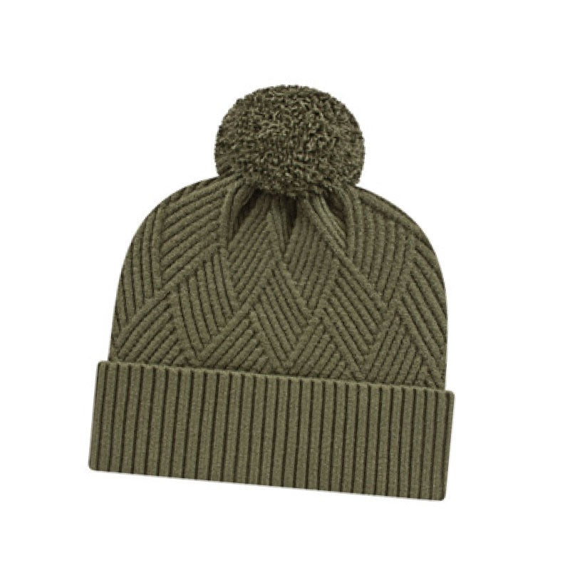 Cap America - Premium Diagonal Weave Knit Cap with Cuff - Olive