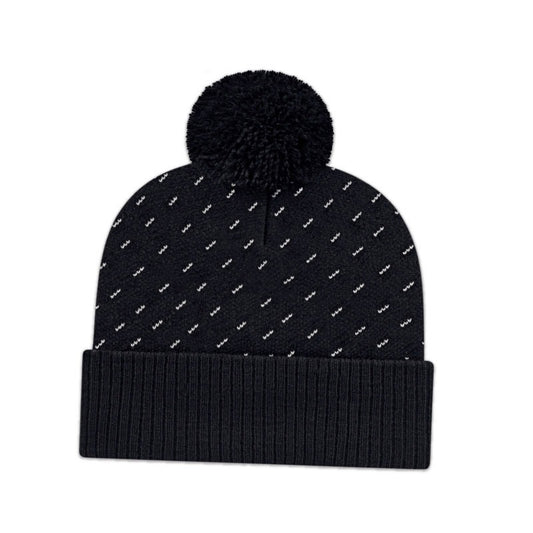 Cap America - Diagonal Dash Knit Toque with Ribbed Cuff - Black/White