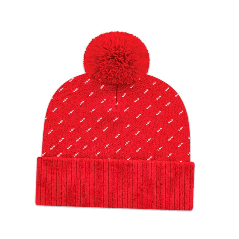Cap America - Diagonal Dash Knit Toque with Ribbed Cuff - Red/White