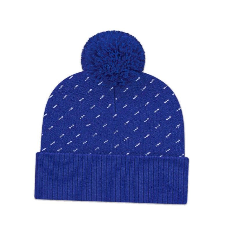 Cap America - Diagonal Dash Knit Toque with Ribbed Cuff - Royal/White