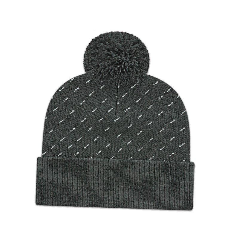 Cap America - Diagonal Dash Knit Toque with Ribbed Cuff - Charcoal/White