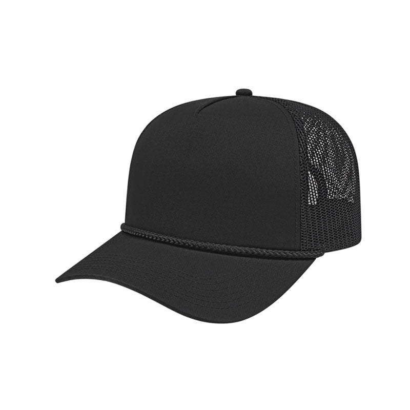 Cap America - Value Rope Trucker Mesh Back Cap - Black