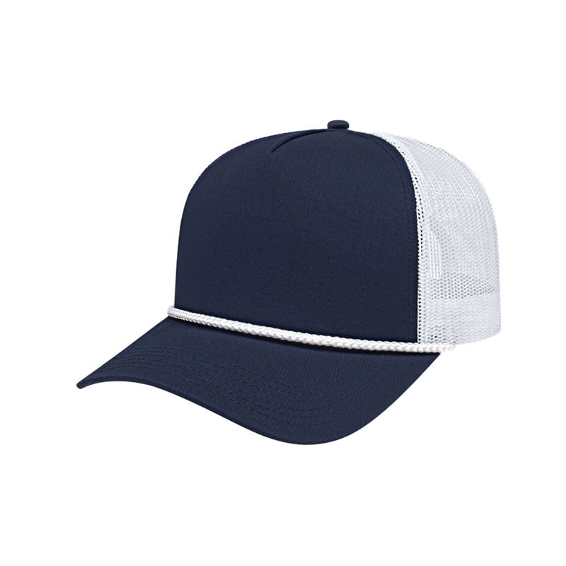 Cap America - Value Rope Trucker Mesh Back Cap - Navy/White/White