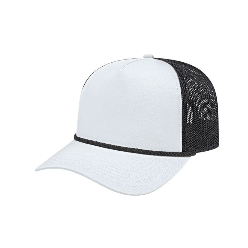 Cap America - Value Rope Trucker Mesh Back Cap - White/Black/Black