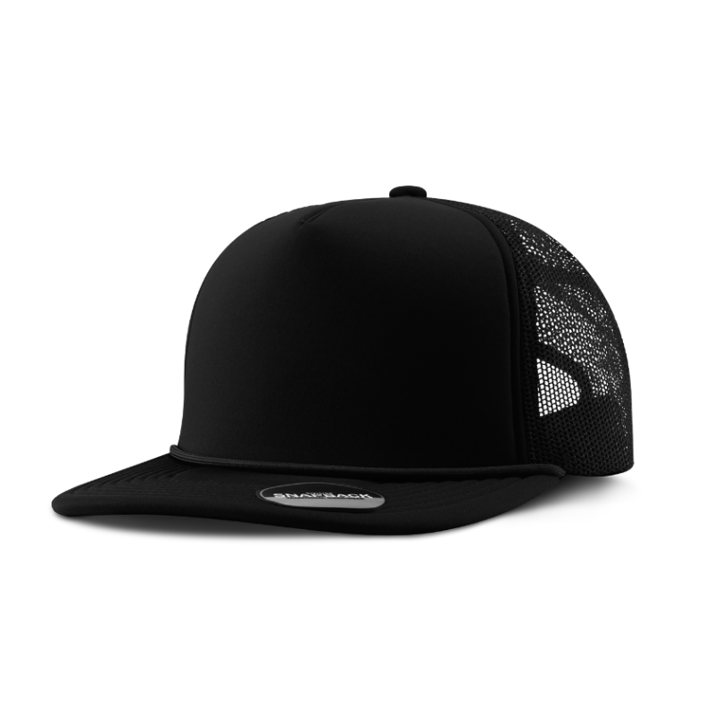 Division - Traditional 5-Panel Foam Cap with Rope - Black