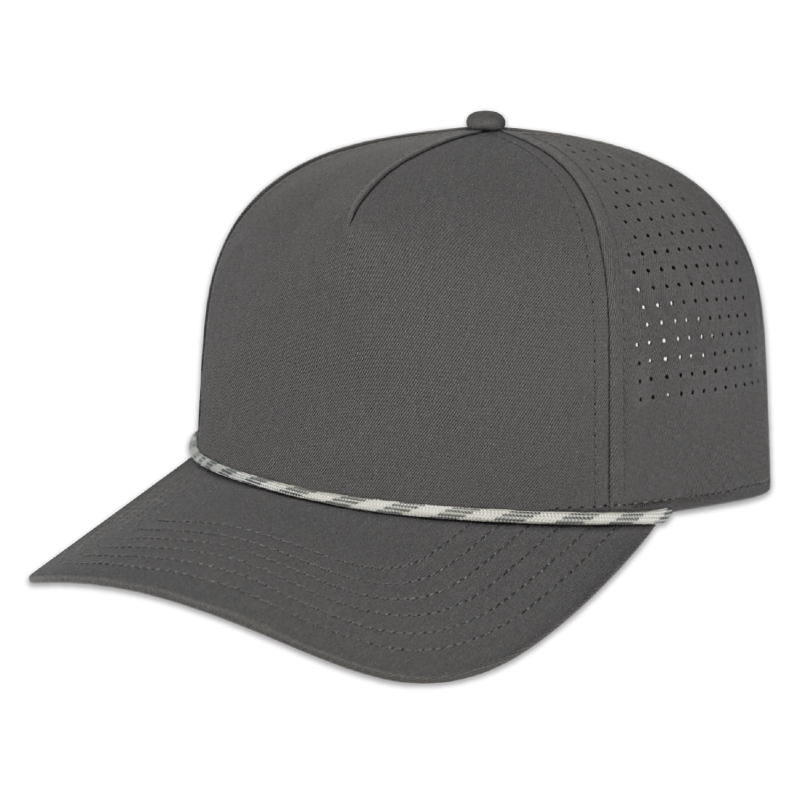 Cap America - Summit Perforated Cap with Rope - Charcoal with Charcoal/Cream Rope