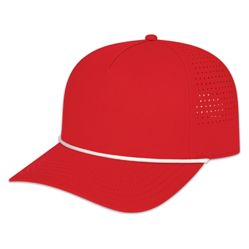 Cap America - Summit Perforated Cap with Rope - Red with White Rope