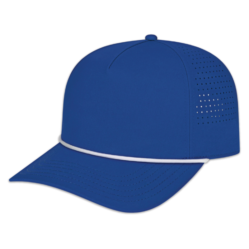 Cap America - Summit Perforated Cap with Rope - Royal with White Rop