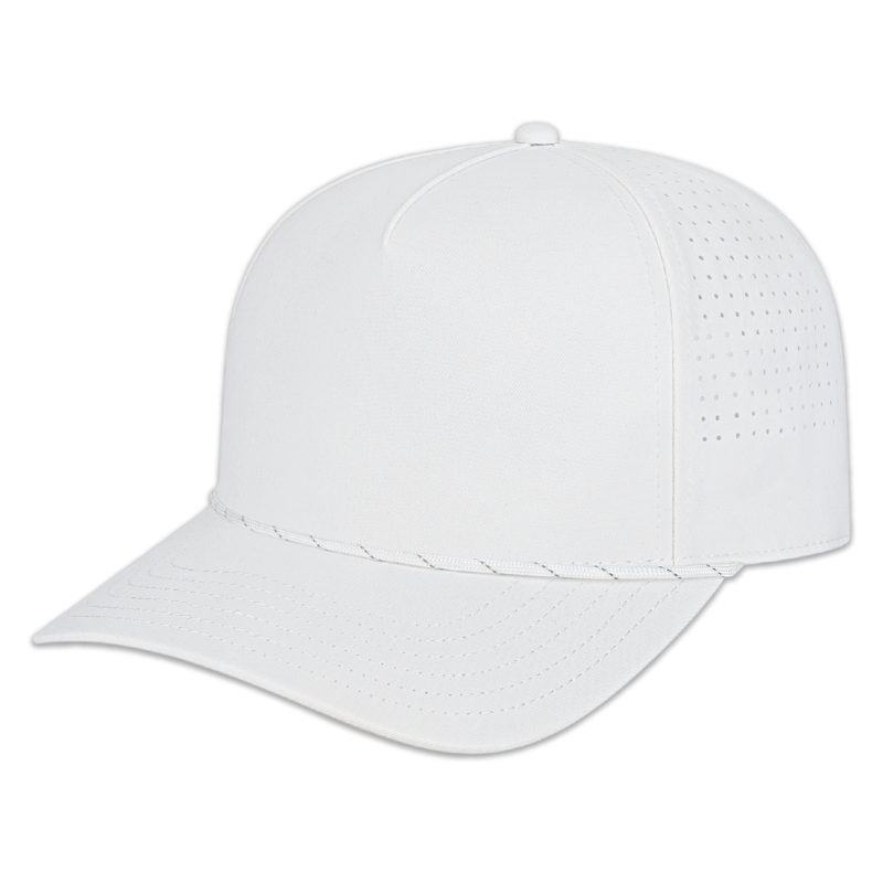 Cap America - Summit Perforated Cap with Rope - White with White/Silver Rope