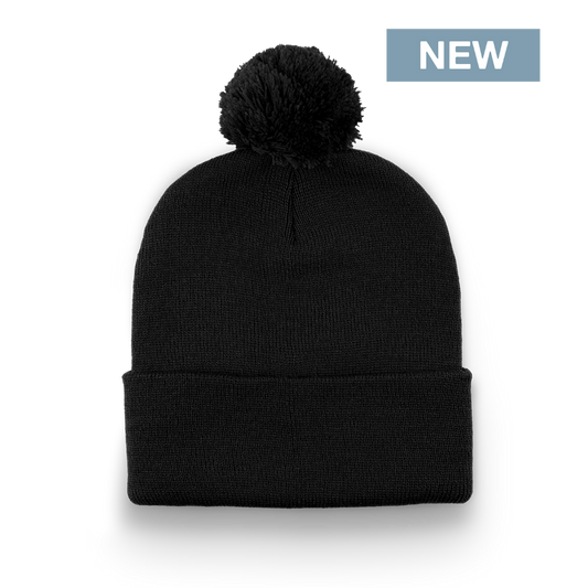 Division - Traditional Solid Cuff Toque with Pom - Black