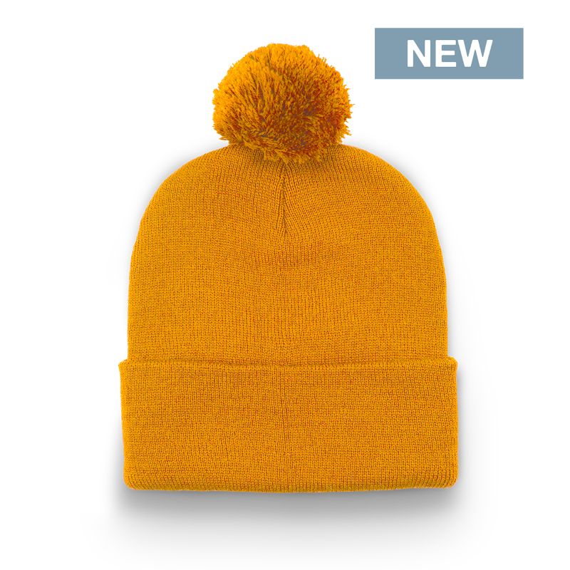 Division - Traditional Solid Cuff Toque with Pom - Gold