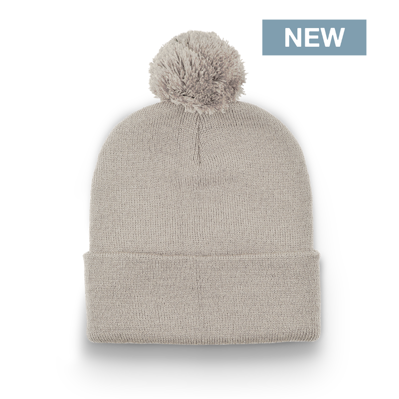 Division - Traditional Solid Cuff Toque with Pom - Silver