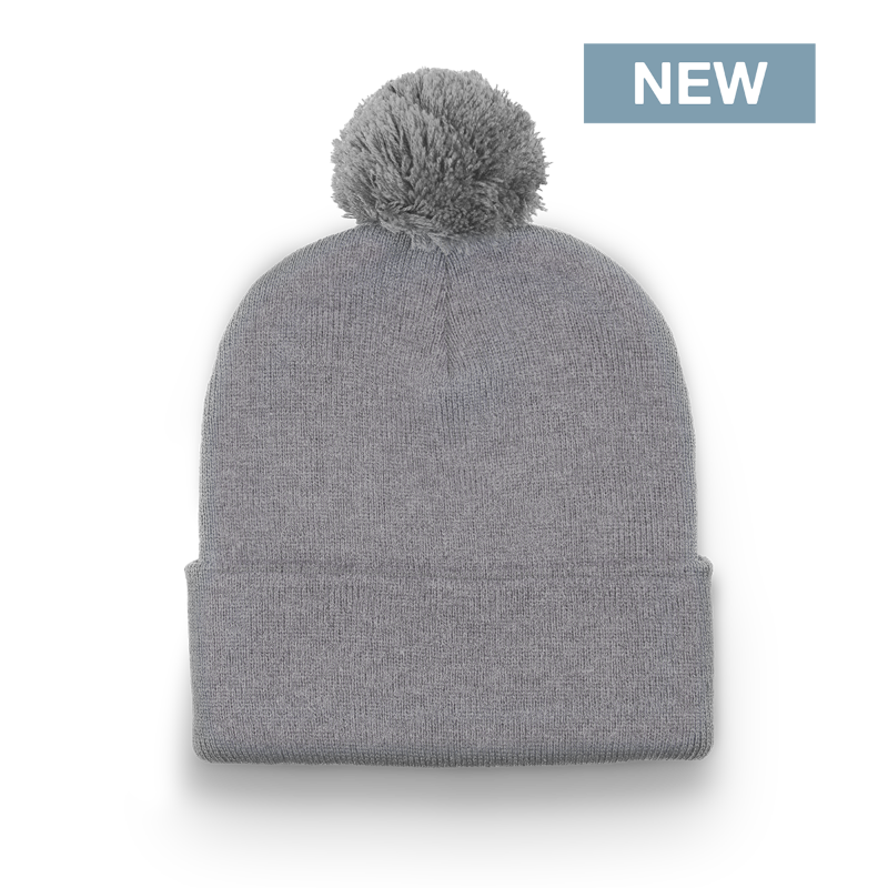 Division - Traditional Solid Cuff Toque with Pom - Light Heather