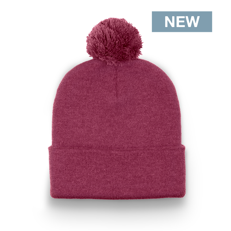 Division - Traditional Solid Cuff Toque with Pom - Heather Pink