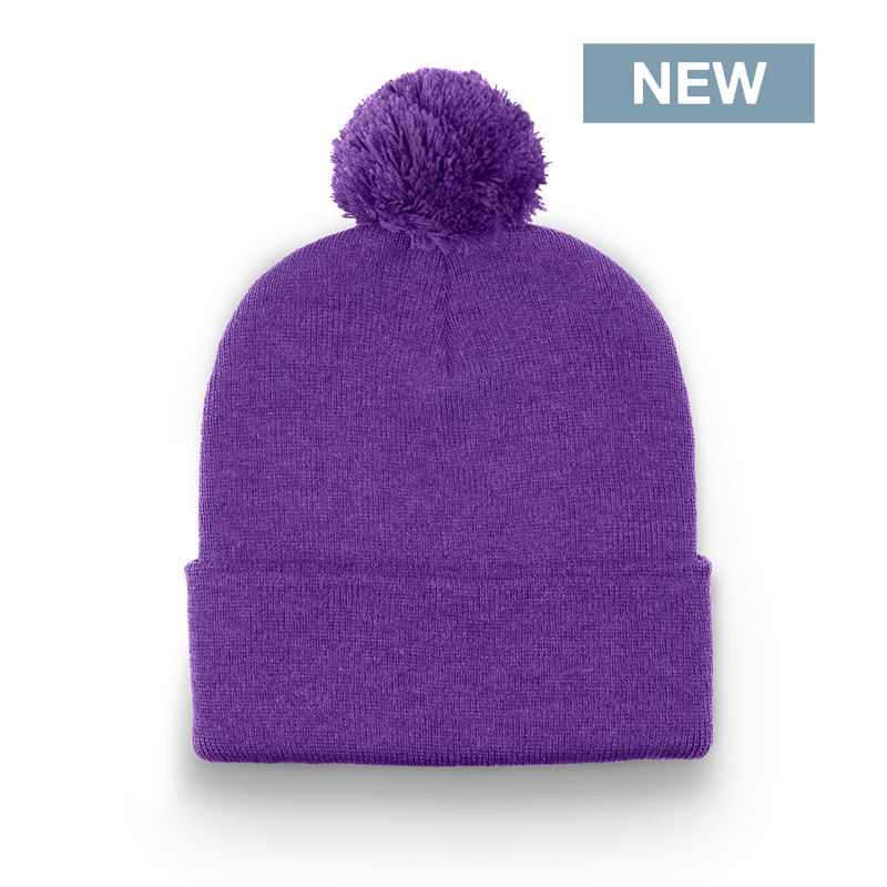 Division - Traditional Solid Cuff Toque with Pom - Heather Purple