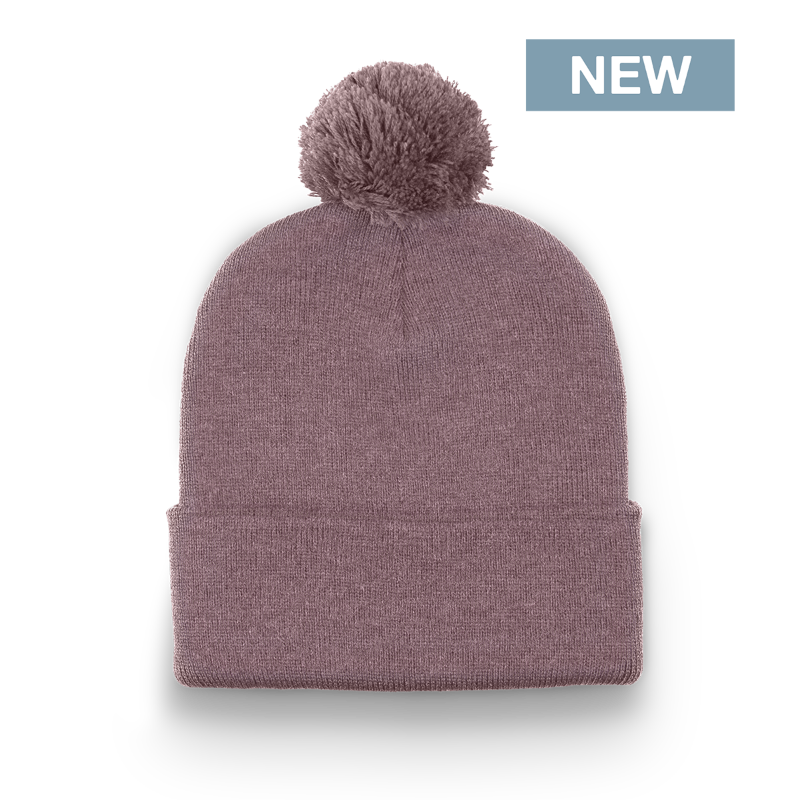 Division - Traditional Solid Cuff Toque with Pom - Heather Tan