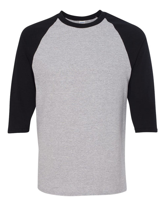 Gildan - Heavy Cotton™ Raglan Three-Quarter Sleeve T-Shirt - Sport Grey/ Black
