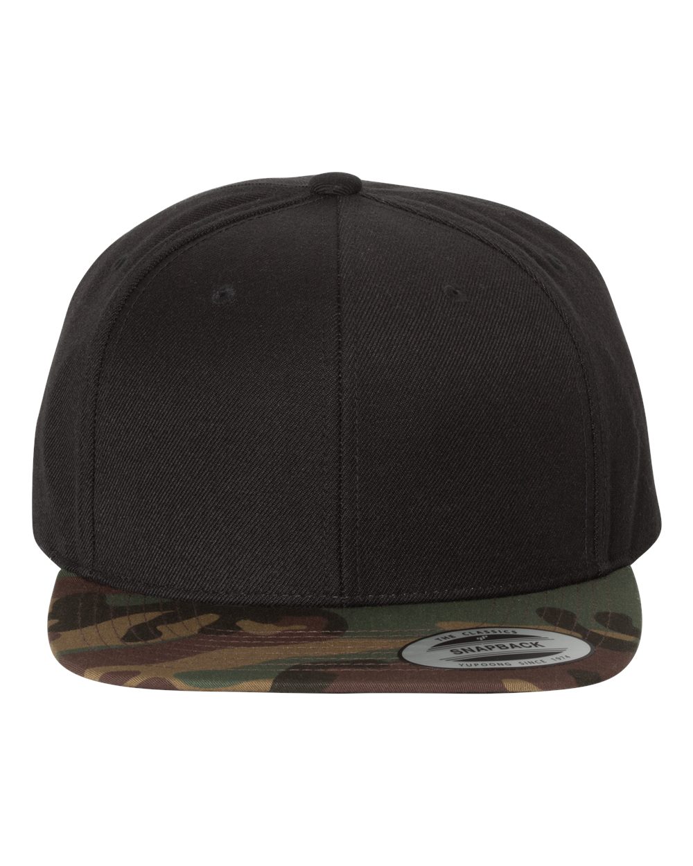 YP Classics - Premium Flat Bill Snapback Cap - Black/ Camo