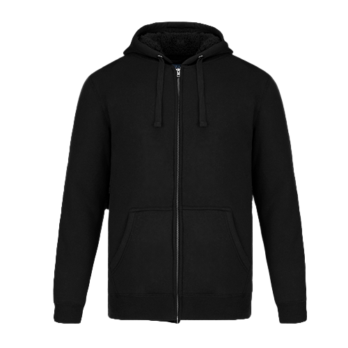 Muskoka Trail Garment Co. - Yolo Adult Full Zip Hooded Sweatshirt w/ Sherpa Fleece - Black
