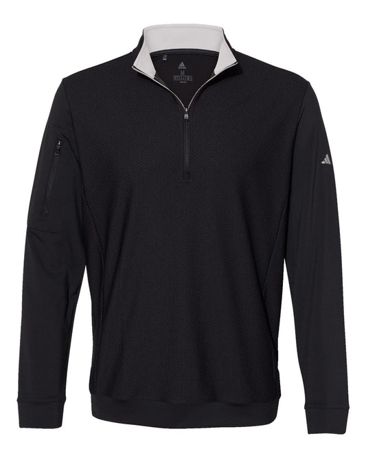 Adidas - Textured Quarter-Zip Pullover - Black