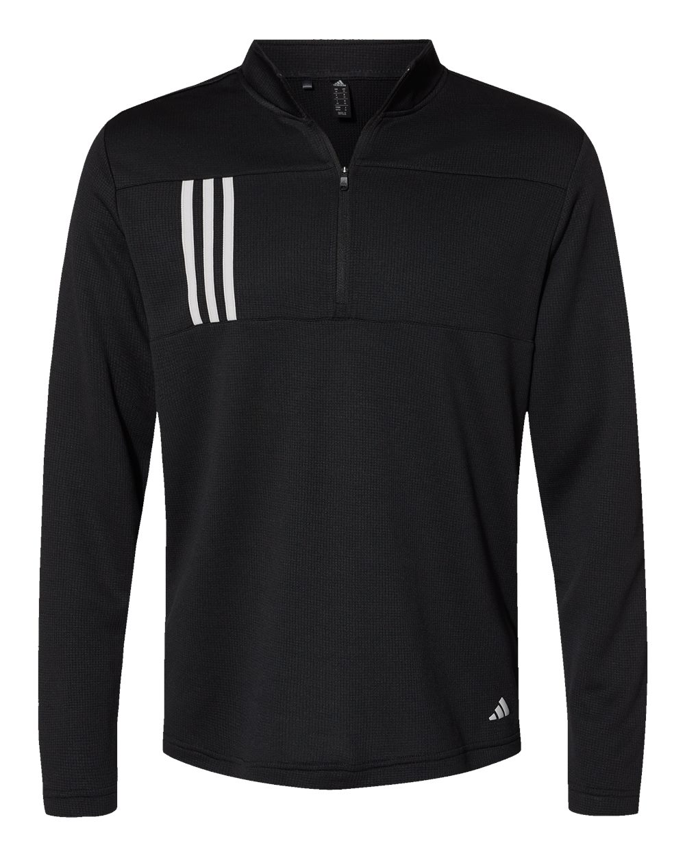 Adidas - 3-Stripes Double-Knit Quarter-Zip Pullover - Black/ Grey Two