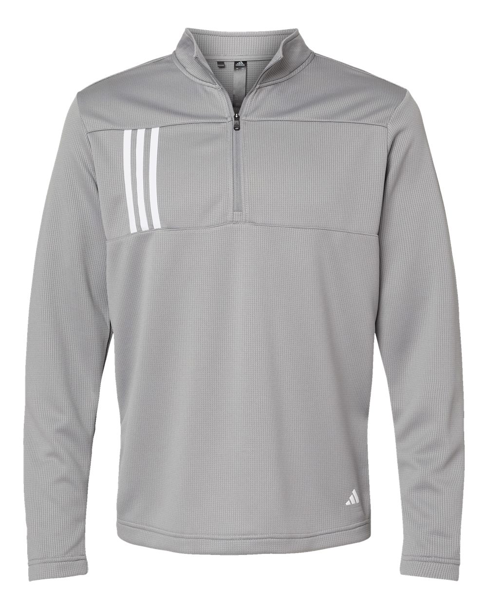 Adidas - 3-Stripes Double-Knit Quarter-Zip Pullover - Grey Three/ White