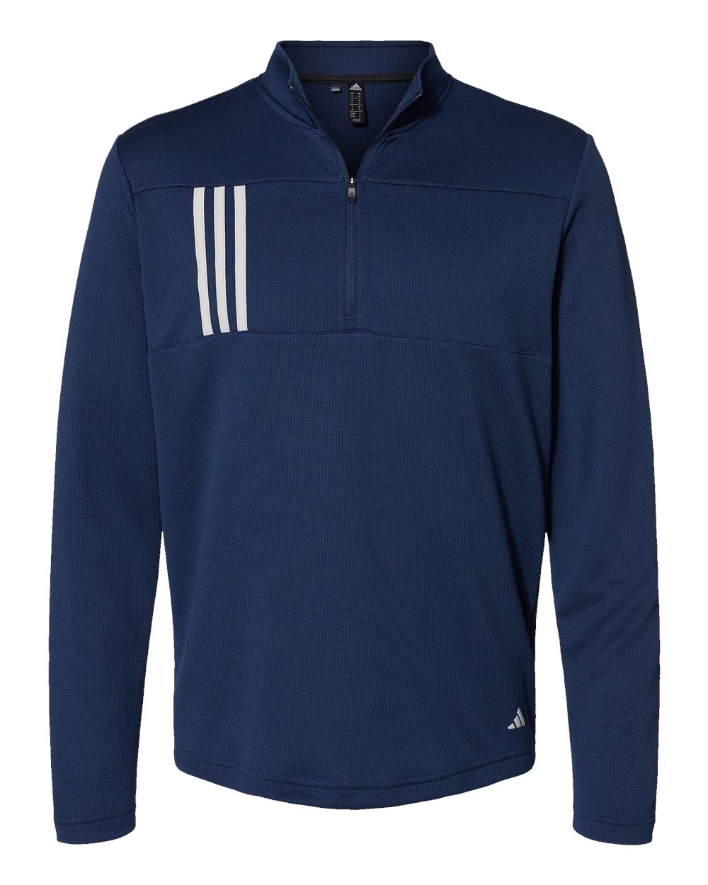 Adidas - 3-Stripes Double-Knit Quarter-Zip Pullover - Team Navy Blue/ Grey Two