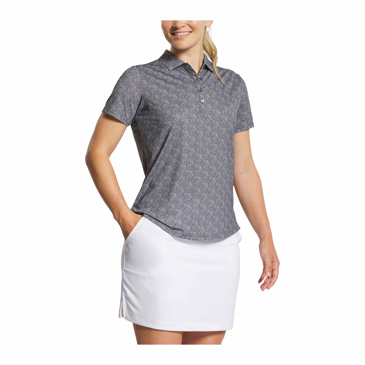 FootJoy - Women’s Short Sleeve Speckle Print Polo - Black