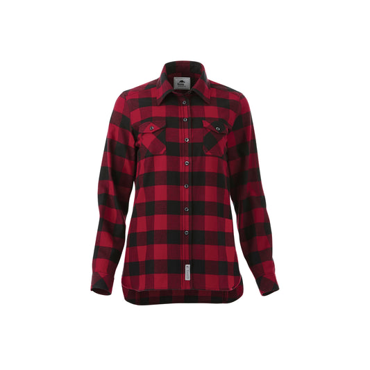 Roots - Women’s Sprucelake Long Sleeve Shirt - Dark Red/Black