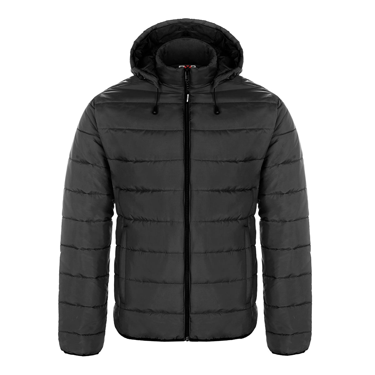 CX2 - Glacial Men's Puffy Jacket With Detachable Hood - Black
