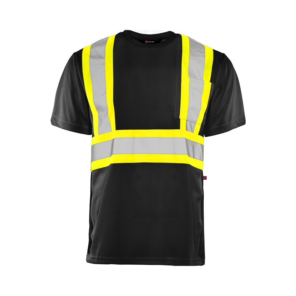 TT1 - Short Sleeve Polyester Traffic T-Shirt, 4″ Refl. Tape - Black
